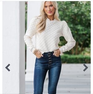 Cream Quilted Pullover